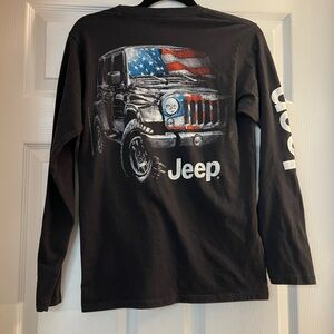 Jeep Black Long Sleeve Shirt with American flag